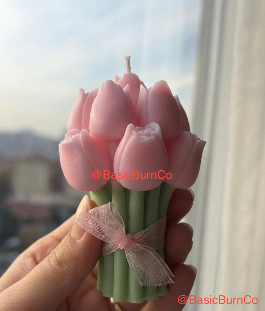 Pink Tulip Bouquet Candle
