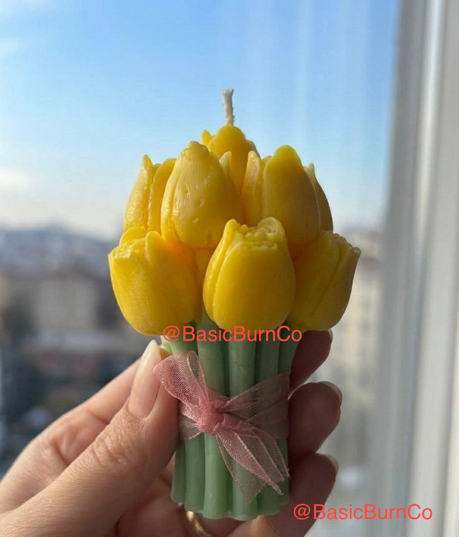 Yellow Tulip Bouquet Candle