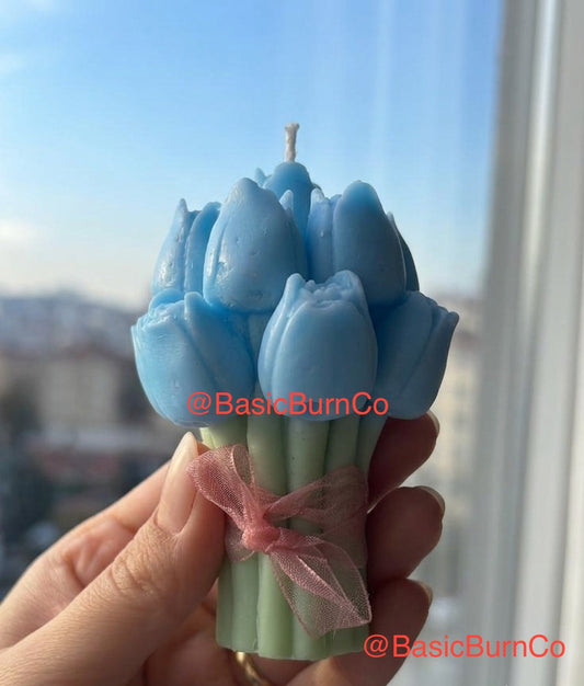Blue Tulip Bouquet Candle
